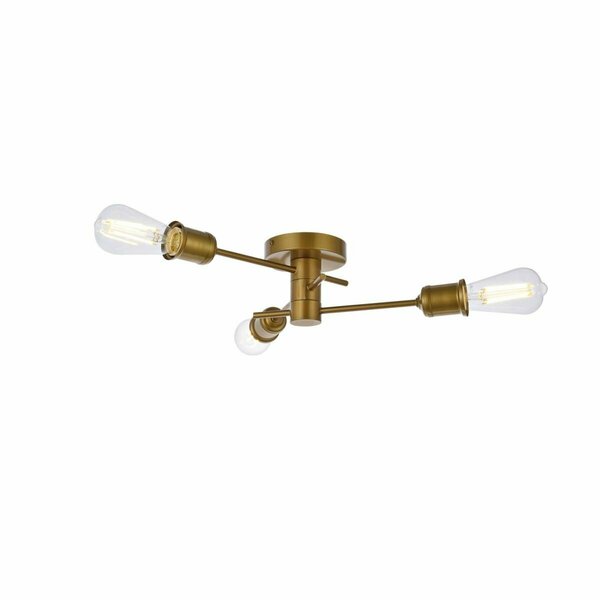 Cling Xavier 3 Lights Flush Mount; Brass CL2952255